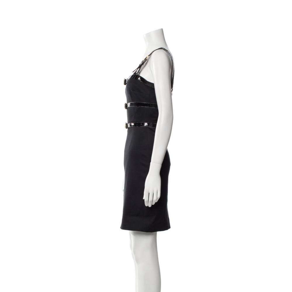DOLCE & GABBANA Black Patent Buckle Strap Bondage Sexy Mini Dress 38 US 2 FLAWED - Picture 6 of 13